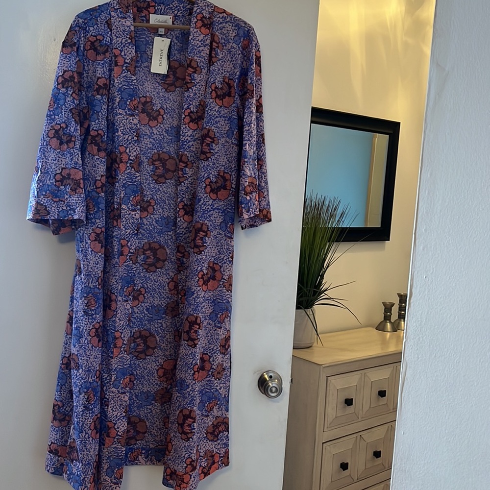 Cleobella NWT M/L Zoya Duster floral open front rope organic cotton - Picture 2 of 6
